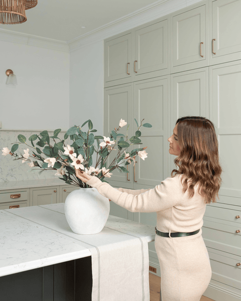 Faux Arrangement - Eucalyptus and Cream Magnolia