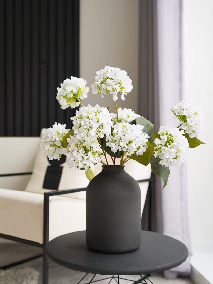Faux Mini Hydrangea Bouquet - White (3 Stems)