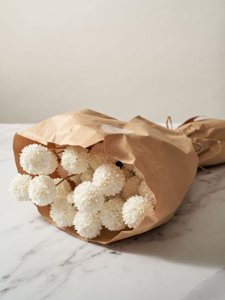 Faux Kiku Flower - White (10 Stems / 50 heads)