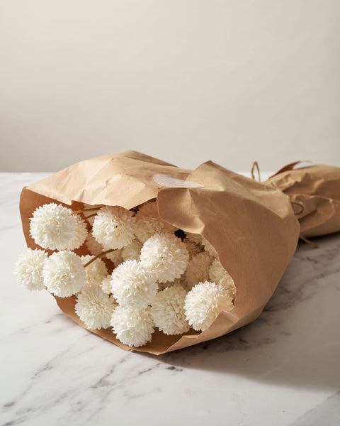 Faux Kiku Flower - White (10 Stems / 50 heads)