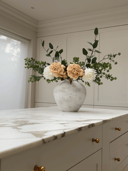 Faux Arrangement - Cream Peony & Eucalyptus