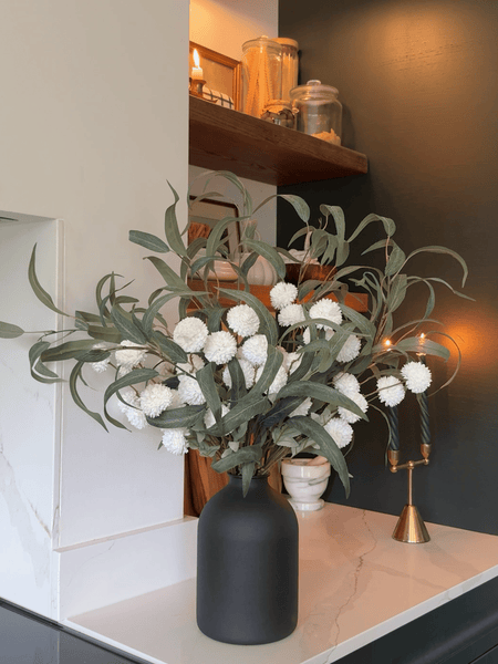 Faux Arrangement - Willow Eucalyptus & White Kiku