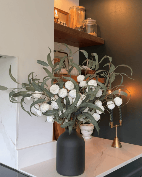 Faux Arrangement - Willow Eucalyptus & White Kiku