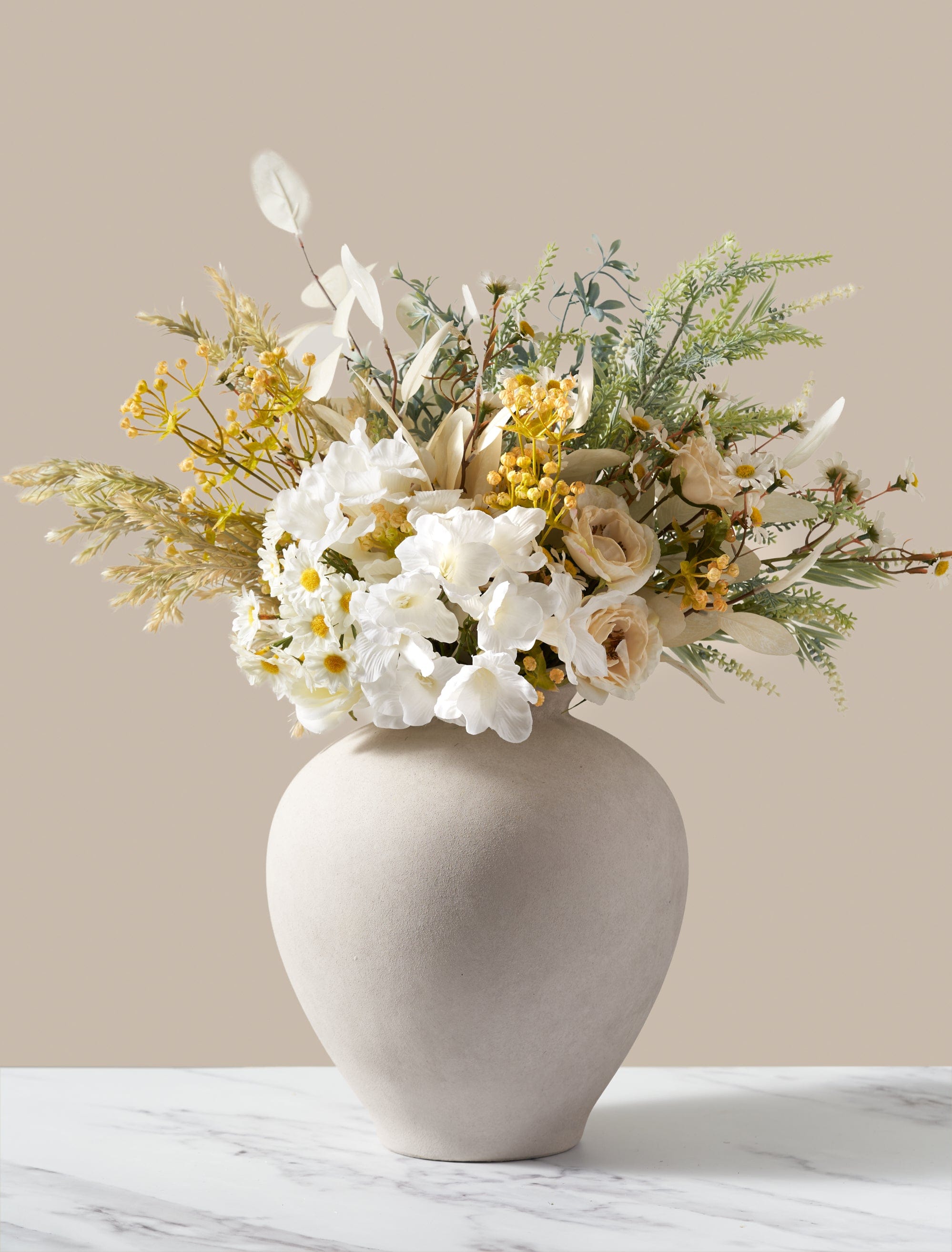 Faux Arrangement - White & Yellow Meadow