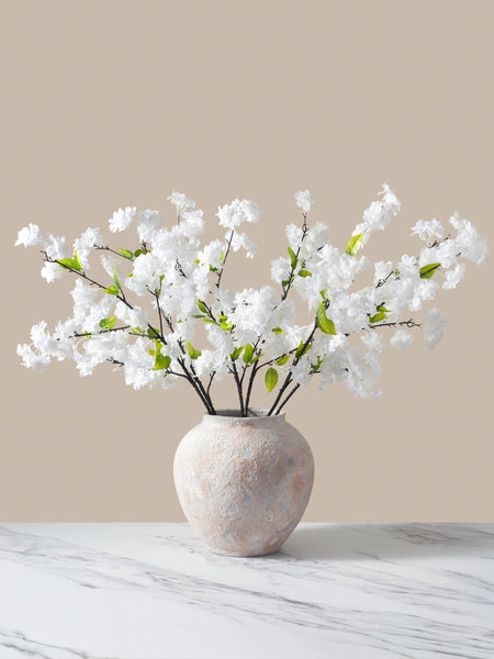 Tall Faux Cherry Blossom - White (6 Stems)