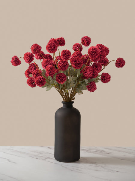 Faux Kiku Flower - Red (10 Stems / 50 Heads)