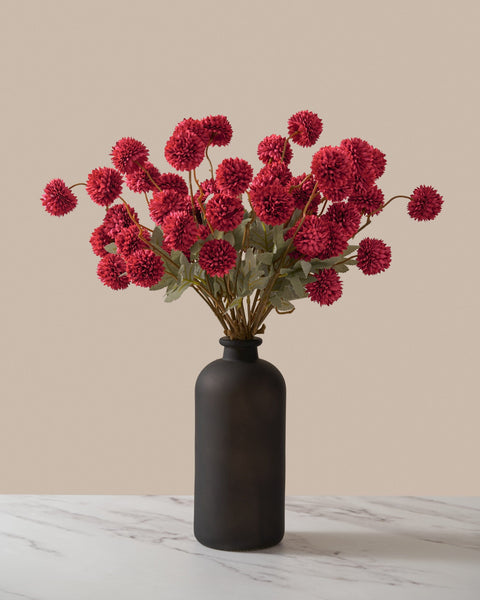 Faux Kiku Flower - Red (10 Stems / 50 Heads)