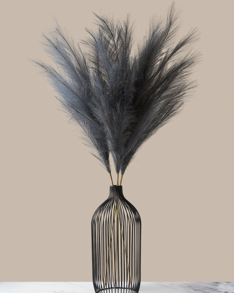 Tall Faux Pampas Grass - Grey (3 Stems)