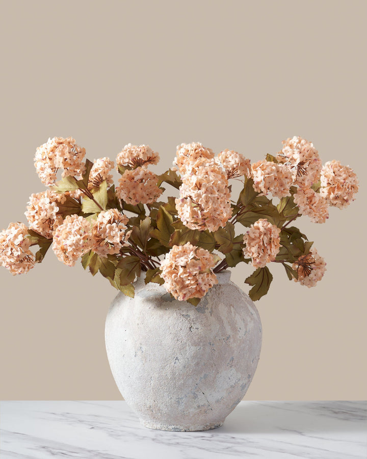 Faux Viburnum Flower - Apricot (7 stems / 21 heads)