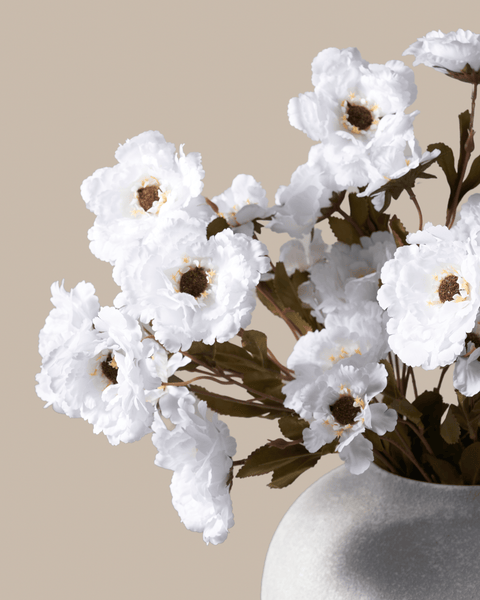 Faux Moutan Peony - White (8 Stems / 46 Peonies)