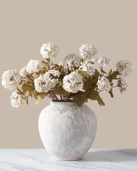 Faux Viburnum Flower - White (7 stems / 21 heads)