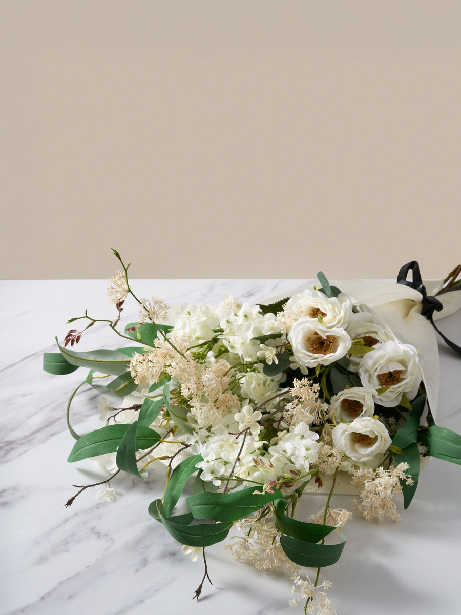Faux Arrangement - Rose & Delphinium White