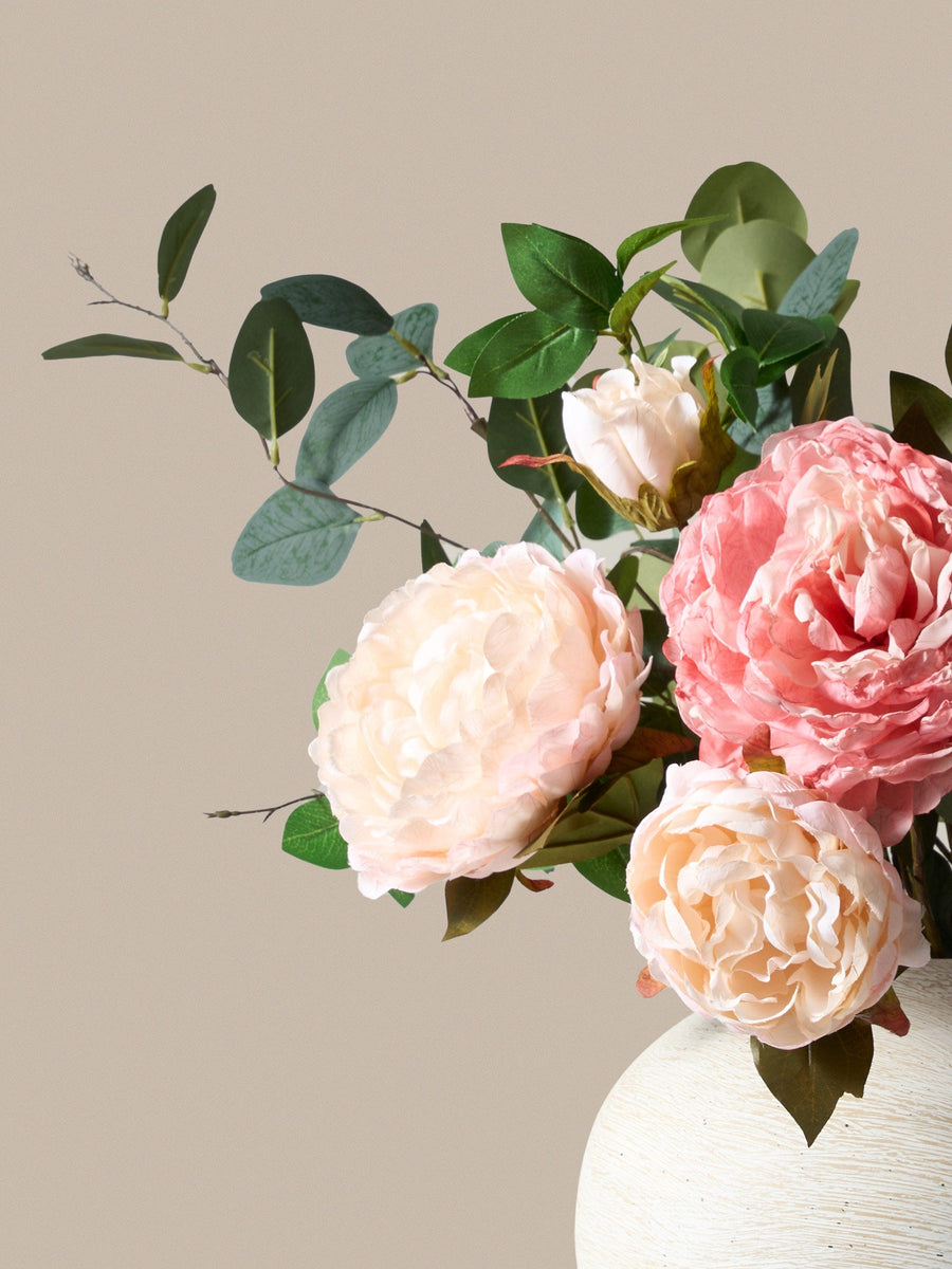 Faux Arrangement - Peony & Eucalyptus Blush