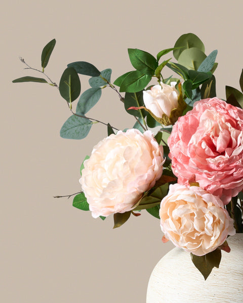 Faux Arrangement - Peony & Eucalyptus Blush