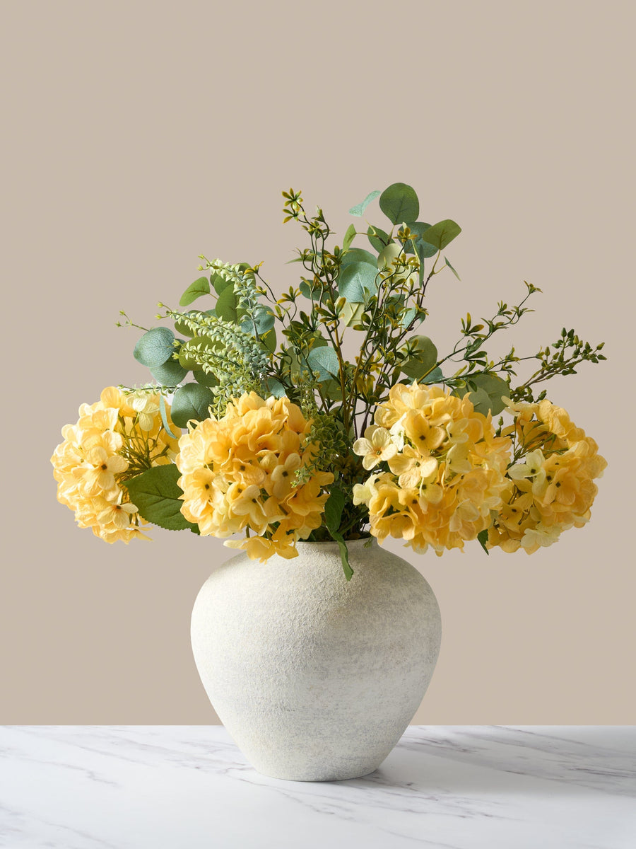 Faux Arrangement - Eucalyptus & Yellow Hydrangea