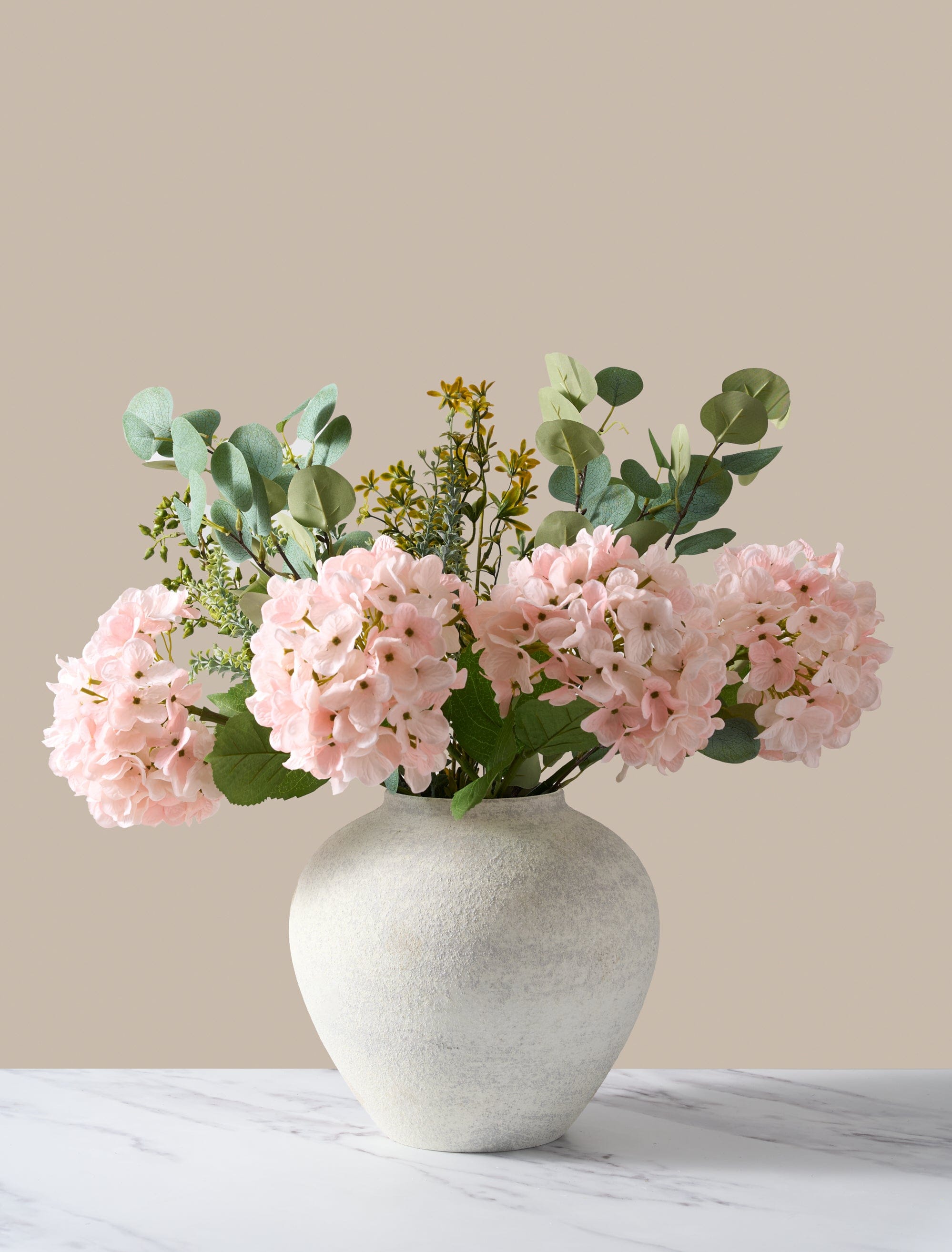 Faux Arrangement - Eucalyptus & Pink Hydrangea