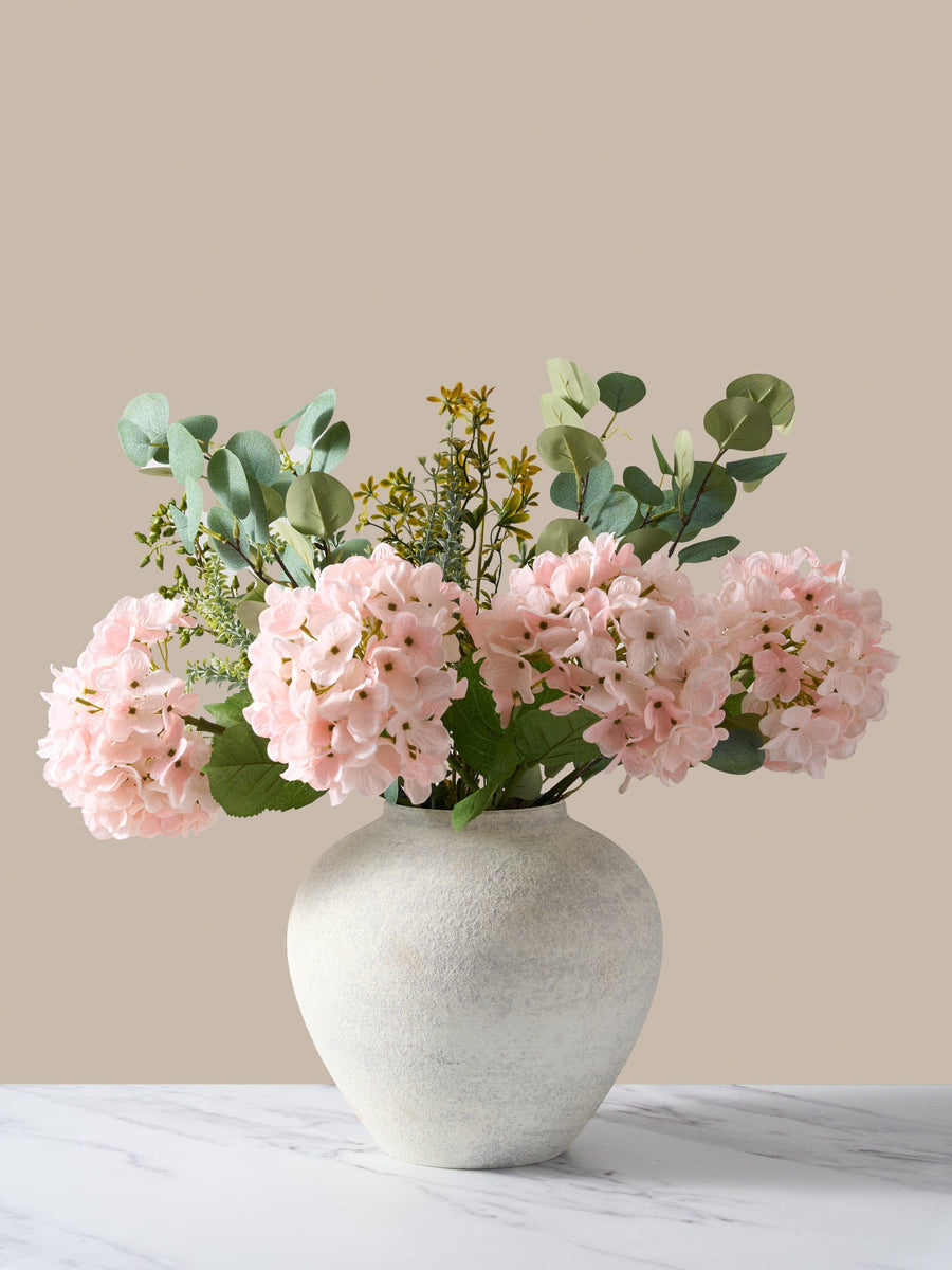 Faux Arrangement - Eucalyptus & Pink Hydrangea