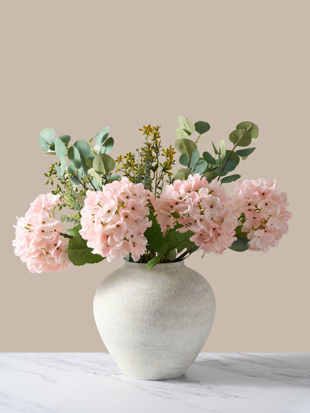 Faux Arrangement - Eucalyptus & Pink Hydrangea