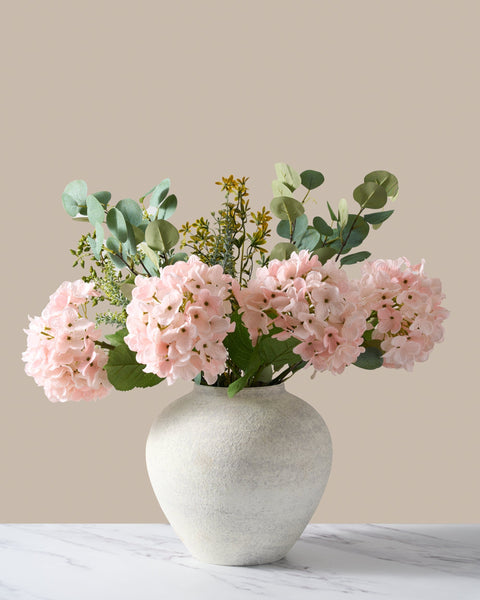 Faux Arrangement - Eucalyptus & Pink Hydrangea
