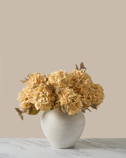 Faux Hydrangea Autumn Bouquet - Cream (7 stems)