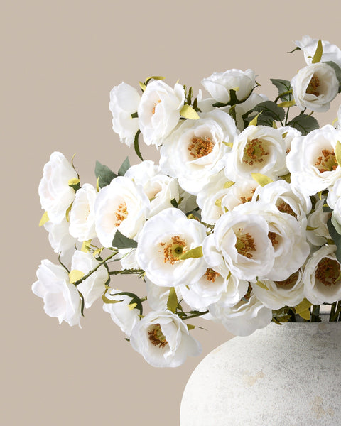 Faux Rose Arrangement - White (12 Stems / 72 Roses)