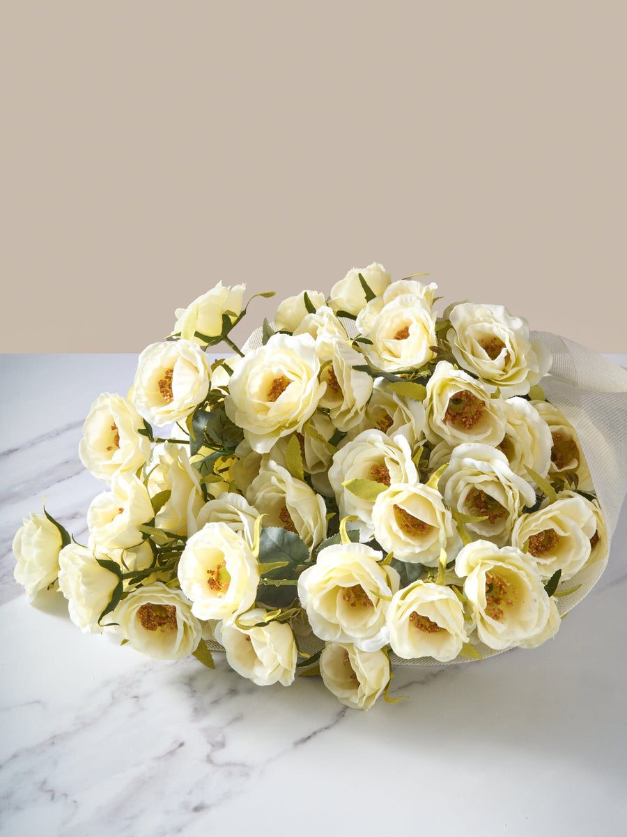Faux Rose Arrangement - Ivory (12 Stems / 72 Roses)
