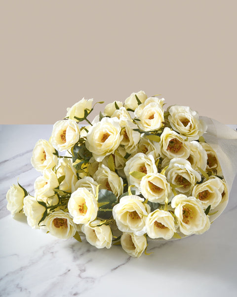 Faux Rose Arrangement - Ivory (12 Stems / 72 Roses)
