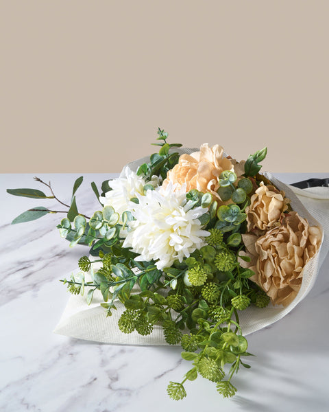 Faux Arrangement - Cream Peony & Eucalyptus