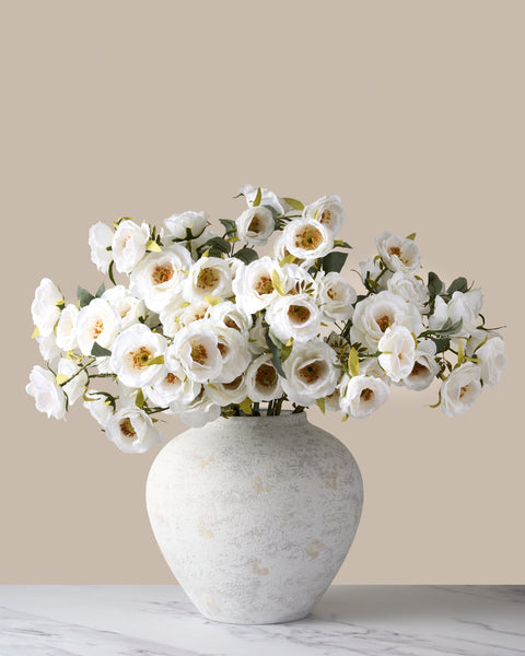 Faux Rose Arrangement - White (12 Stems / 72 Roses)