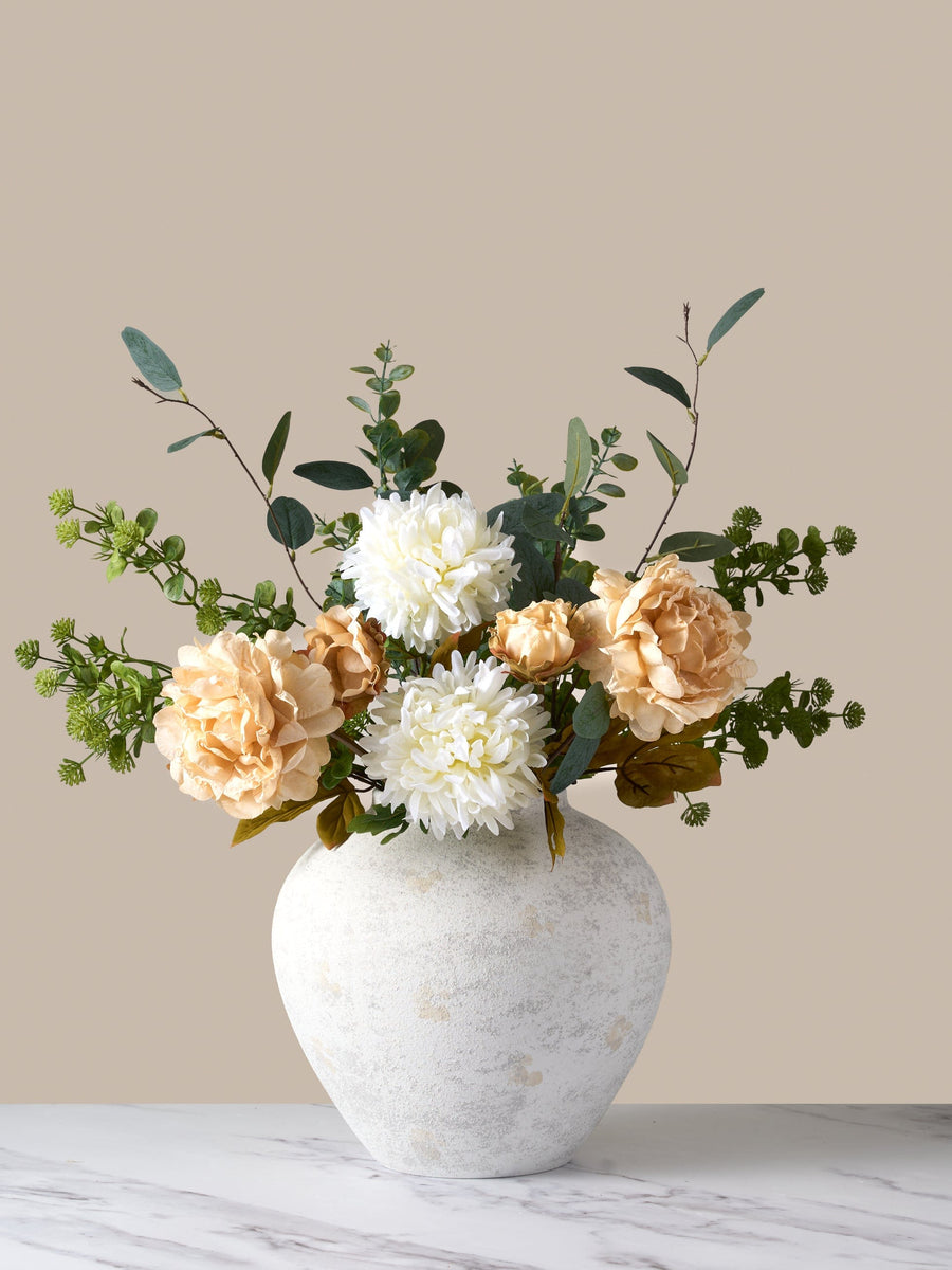 Faux Arrangement - Cream Peony & Eucalyptus