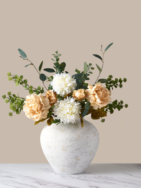 Faux Arrangement - Cream Peony & Eucalyptus