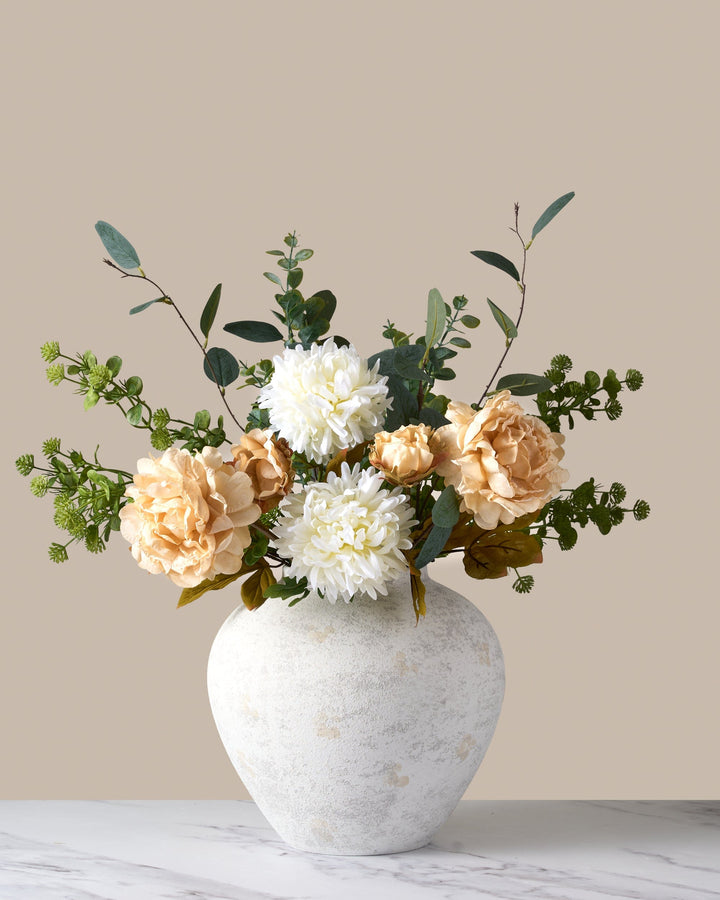 Faux Arrangement - Cream Peony & Eucalyptus