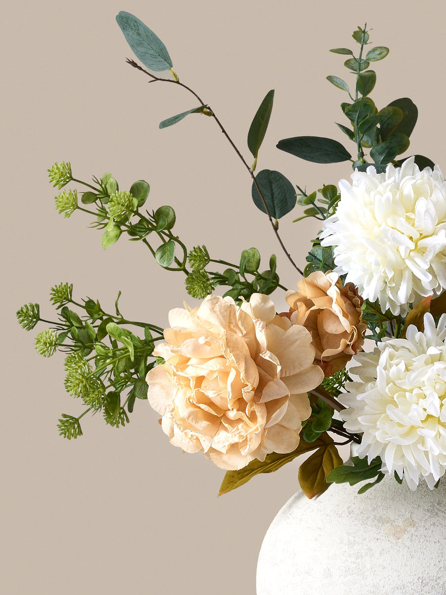 Faux Arrangement - Cream Peony & Eucalyptus