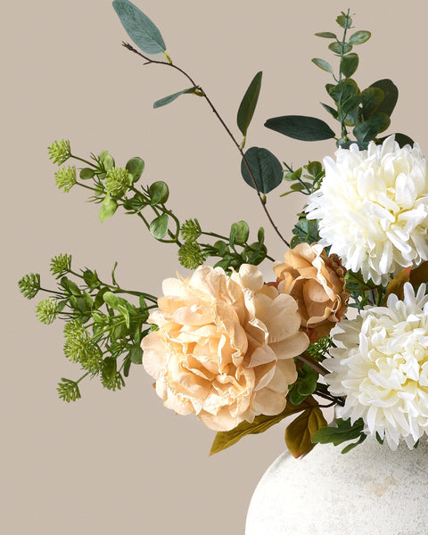 Faux Arrangement - Cream Peony & Eucalyptus