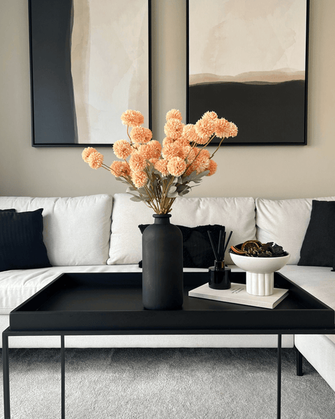 Faux Kiku Flower - Orange (10 Stems / 50 Heads)