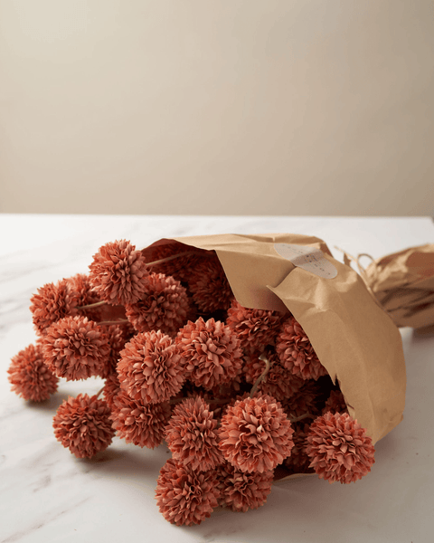 Faux Kiku Flower - Umber (10 Stems / 50 Heads)