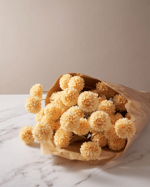 Faux Kiku Flower - Yellow (10 Stems / 50 Heads)