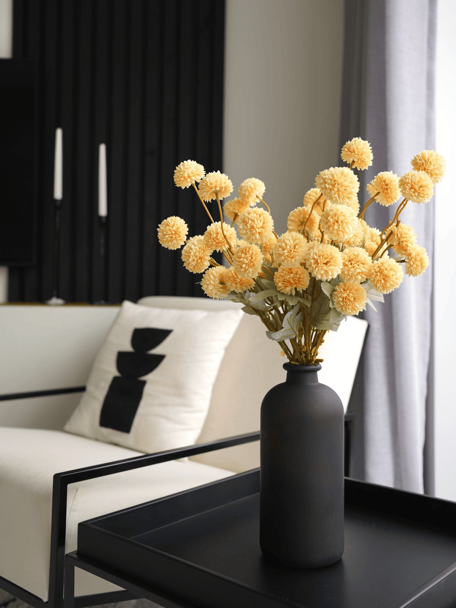 Faux Kiku Flower - Yellow (10 Stems / 50 Heads)