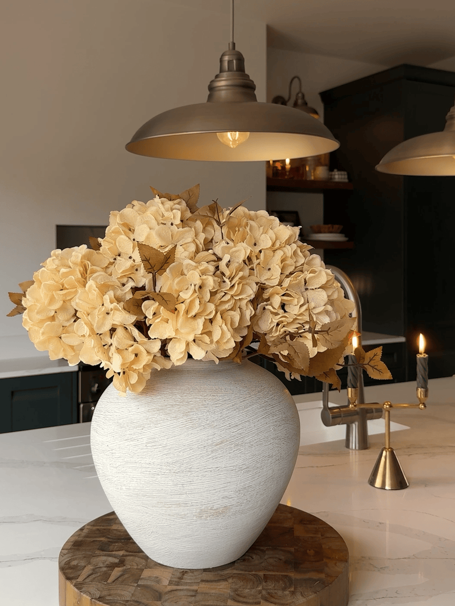 Faux Hydrangea Autumn Bouquet - Cream (7 stems)
