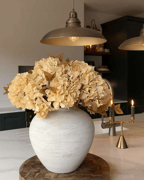 Faux Hydrangea Autumn Bouquet - Cream (7 stems)
