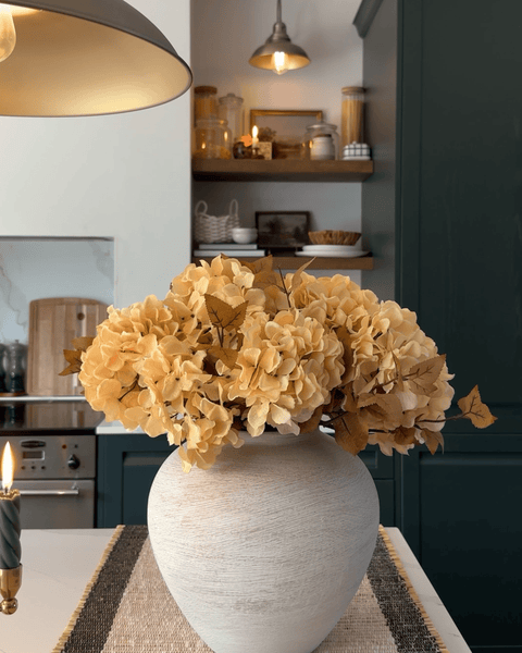 Faux Hydrangea Autumn Bouquet - Cream (7 stems)