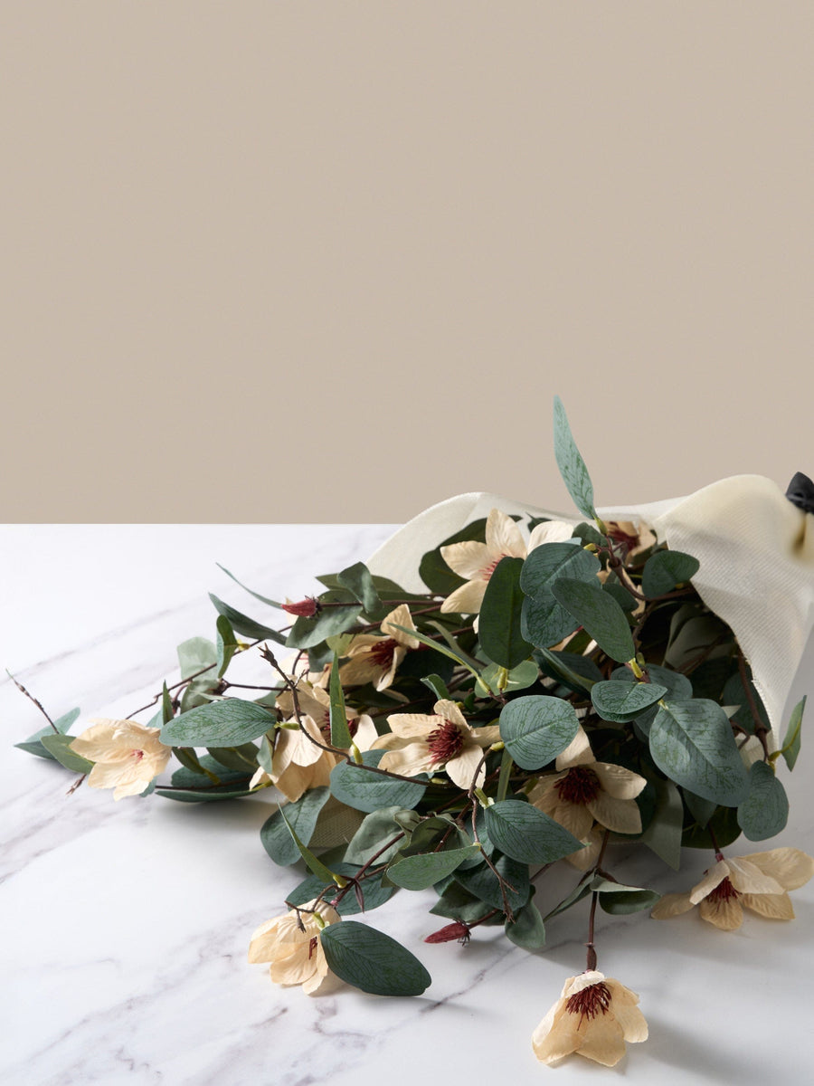 Faux Arrangement - Eucalyptus and Cream Magnolia