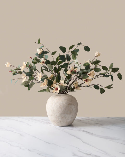 Faux Arrangement - Eucalyptus and Cream Magnolia