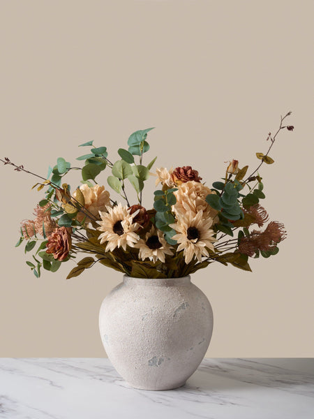 Faux Autumn Arrangement - Green & Beige