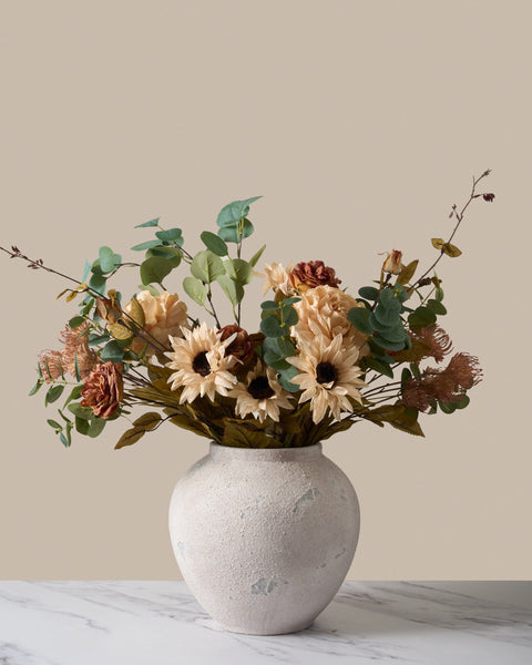 Faux Autumn Arrangement - Green & Beige