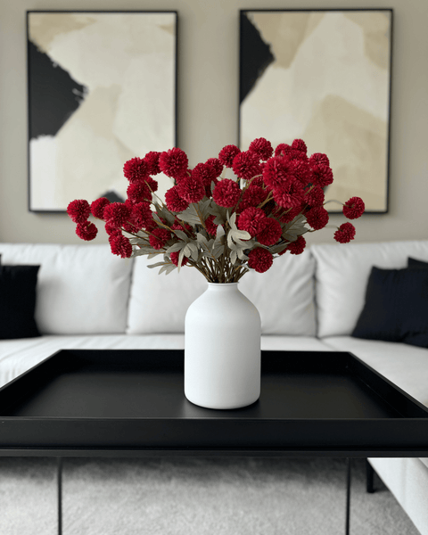 Faux Kiku Flower - Red (10 Stems / 50 Heads)