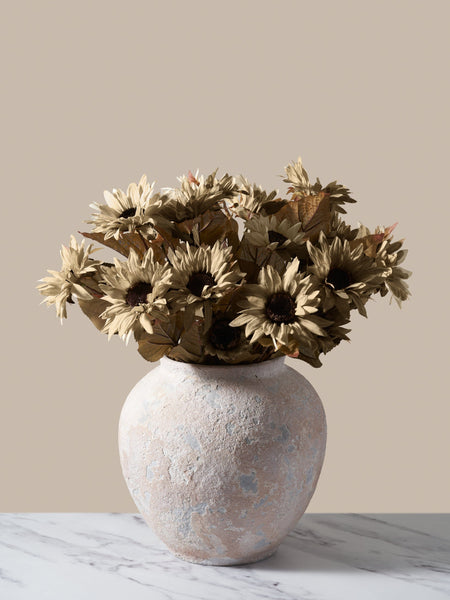 Faux Autumn Sunflower - Rustic Green (3 Stems/21 Sunflowers)