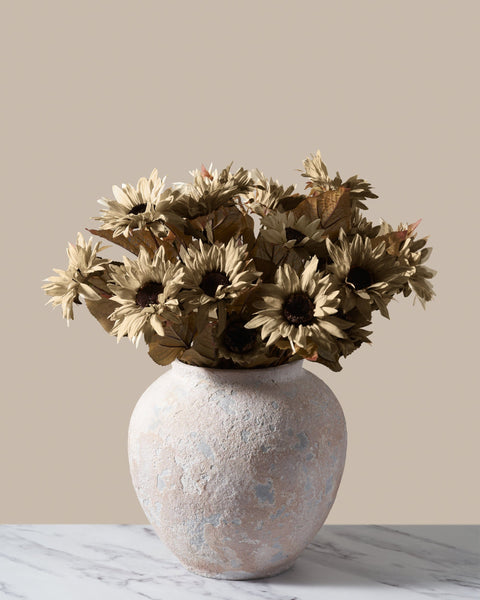Faux Autumn Sunflower - Rustic Green (3 Stems/21 Sunflowers)