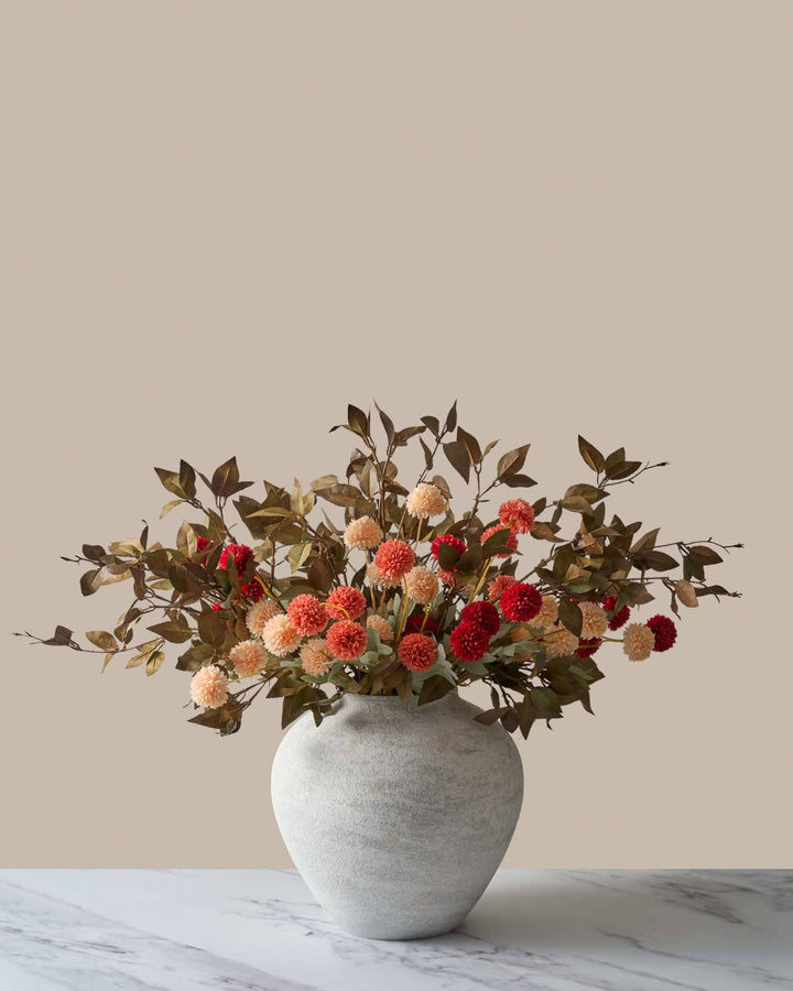 Faux Arrangement - Assorted Kiku & Green Leaf Spray