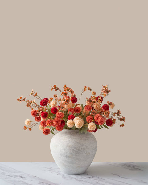 Faux Arrangement - Assorted Kiku & Wax flower